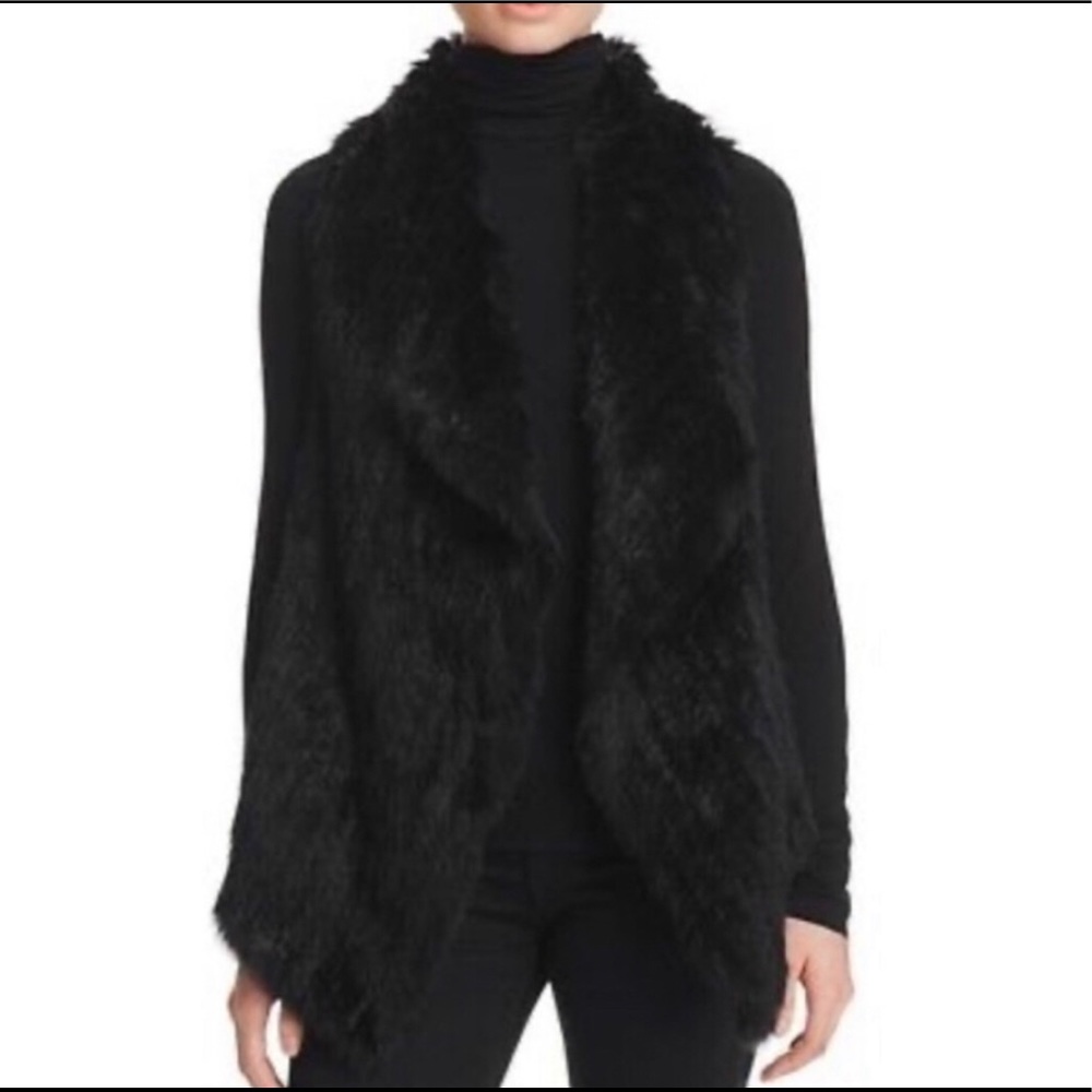 C by Bloomingdale’s Cashmere Black Rabbit Fur Vest Size S